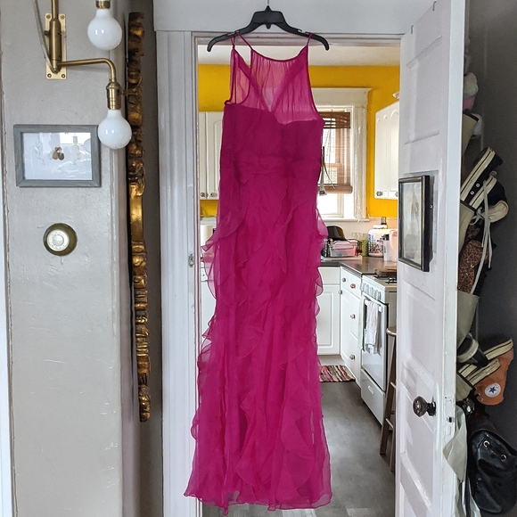 Badgley Mischka Hot Pink Maxi Dress - Picture 2 of 5